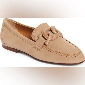 Tod's Suede Whipstitch Chain Slip-on Loafers Tan NWT Size 36